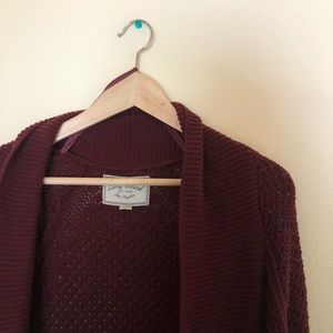 Lucky Brand Burgundy Long Knit Cardigan
